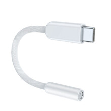 Nylon gevlochten USB C mannelijk naar 3,5 mm vrouwelijk-Wit