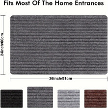 (Grey, 24 X 36inch/60 X 91cm) Non-Slip Indoor Door Mat, Self-Adhesive Stair Landing Mat Mat for Bottom of Stairs Floor mat