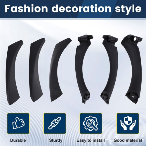 Door Pull Handle Set Replacement for  3 Series E90 E91 E92 316 318 320 325 328i 2004-2012 LHD Black 2
