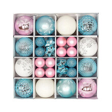 Christmas Ball Ornaments Assortment Blue Pink White 44