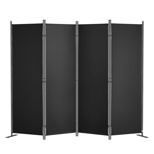 4-panels stofrumdeler, 1,6 m, fritstående sort