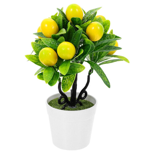 Mesterséges citromos bonsai fa dekoráció 16 cm