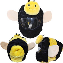 (Little bee) Helmet Protective Cover For Men And Women Full-face Helmet Cartoon Plush Pig Scalp Kachu Stitch Headgear Uncovered Helmet