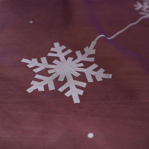 Snowflake Voile Curtains Silver Foil Print Pair 1