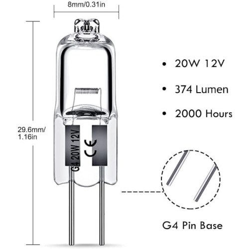 Bec halogen G4 10W 12V alb cald – pachet de 20 1