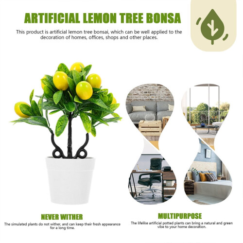 Mesterséges citromos bonsai fa dekoráció 16 cm 2