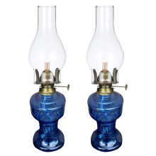2X Rustic Oil Lamp Vintage Glass Coal Lamp Oil Lamps for Indoor Use Home Decor Lighting Oil Lantern