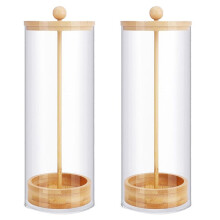2X Straw Holder Dispenser for Counter - Drinking Straw Dispenser with Bamboo Lid for Standard Straws, Straw Organizer