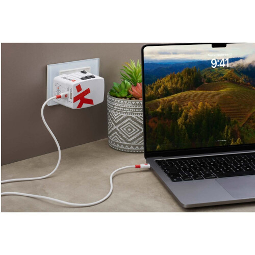 Skross 1.302474 Reisadapter Pro Light USB AC45PD Wereld 2
