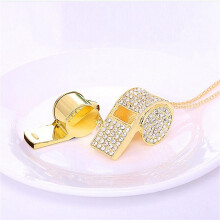 6X Whistle, Metal Crystal Rhinestone Whistle, Shining Whistle with Keychain for Referees, Coaches, Teachers