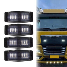 8pcs Smoked White Front Grill Light LED  Lamp for     Truck Lorry Double Burner Indicator Light