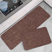(40cmX60cm 40cmX120cm) Thick 1.1cm kitchen floor mat, brown hemp pattern anti-slip corridor balcony polyester floor mat thickened