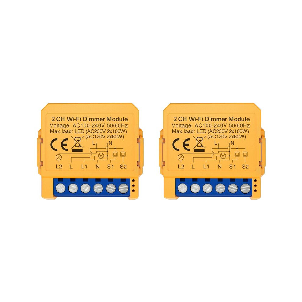2X Tuya Wifi Dimmer Module 2Ch Control Led Lights Dimmable Stepless Dimming+Voice Control 6033314401052
