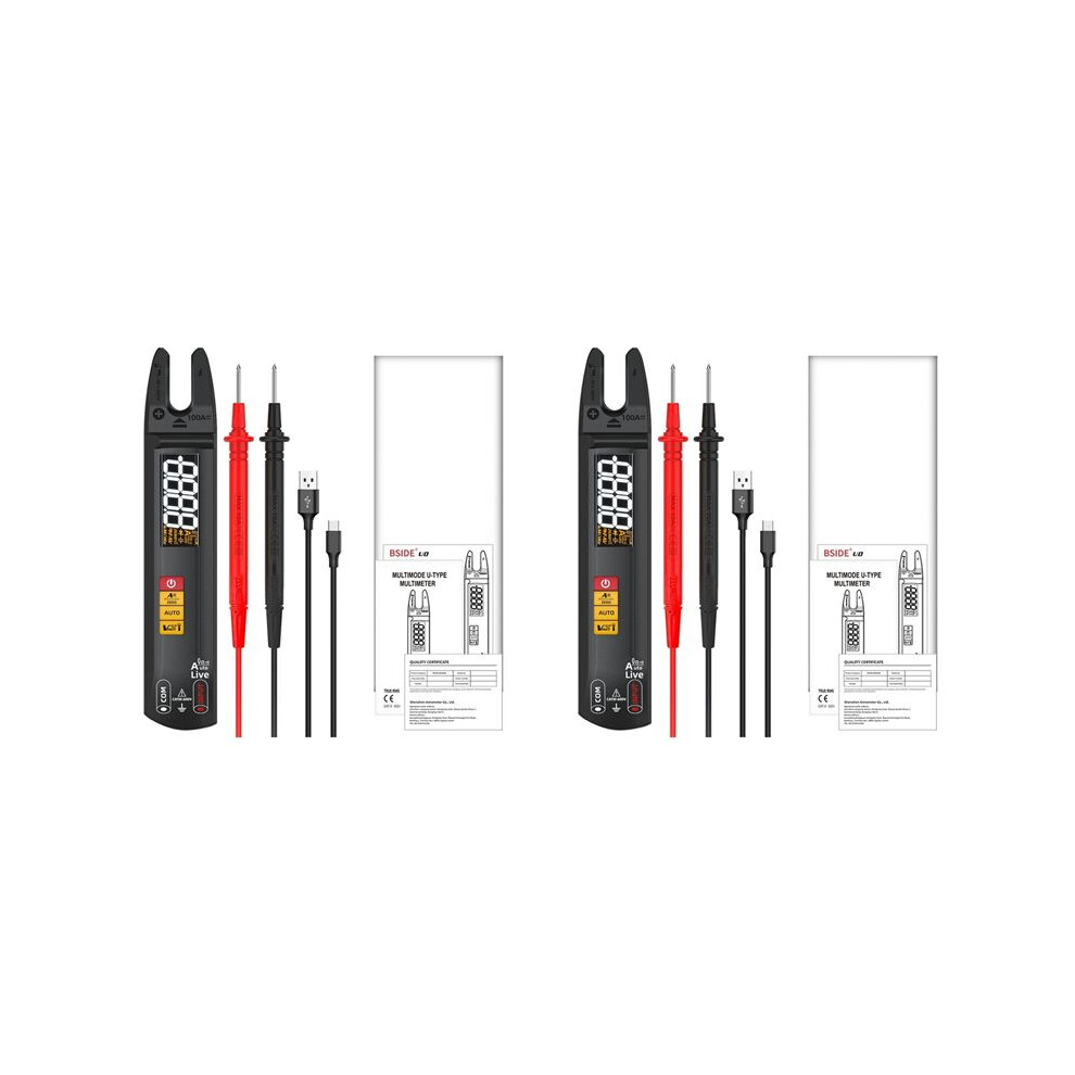 2X Bside U0 Digital Clamp Meter Fork Ac 100A Ammeter Pliers Trms Current Multimeter Voltage Electrical Tester 6031015887915