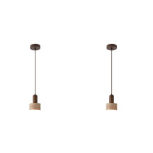 2X Yellow Travertine Pendant Light 110-240V Japanese Wabi Sabi Style Nordic Pendant Lamp Ideal for Bedside, Restaurant