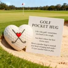 (White-B) Golf Pocket Hug Gift Heart Shape Golf Decoration Inspirational Card