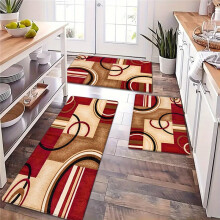 (50cm*80cm) 1pc/2pcs/3pcs - Fashion Simple - Red Geometric Pattern - Long Strip Rug - Suitable for Kitchen