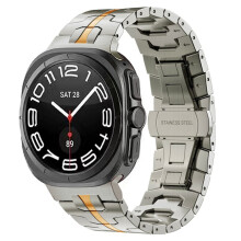 (TI Orange) Stainless Steel Band for Samsung Galaxy Watch Ultra 47mm, 304 Metal Bracelet with Adjustable Links & Butterfly Clasp