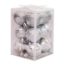 12-Pack 4cm Christmas Ball Ornaments with Gold Tops
