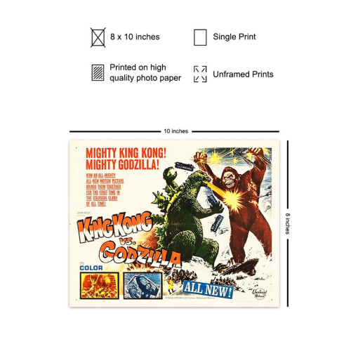 Godzilla vs. Kong Filmposter Vintage Horror Wandkunst 1
