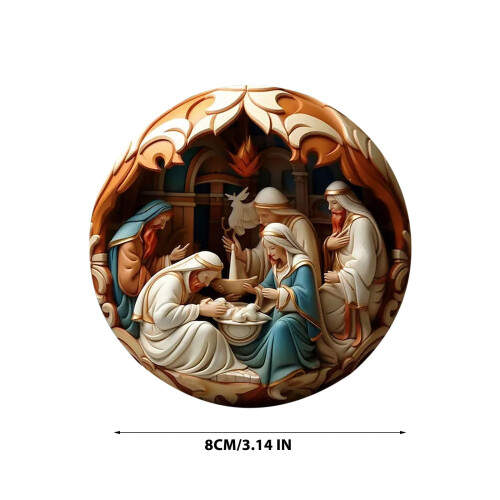Nativity Scene Ornament Religious Christmas Tree Decor 3D 2