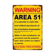 Plechová cedule Area51 se zákazem vstupu, 8x12 palců