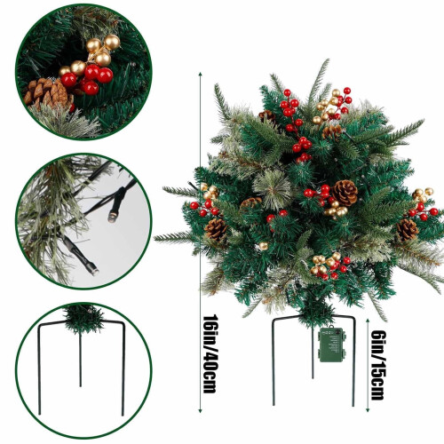 Lssam Lighted Artificial Christmas Urn Filler 1 pc 2