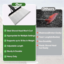 Garden Cleaning Shovel, Heavy Duty Steel Flat Shovel with 165cm Adjustable Handle, Floor Scrapers, Outdoor Spade Tool