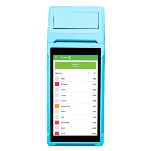 For Android PDA Printer Mobile Receipt Bill  Thermal Printer 5.5In HD Touch Screen Support 1D/2D Scanning US Plug