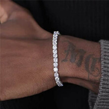 (Free Size, A) Zytweed Moissanite Tennis Bracelet 4.7-19 Carats 925 Sterling Silver Round Cut for Women Men
