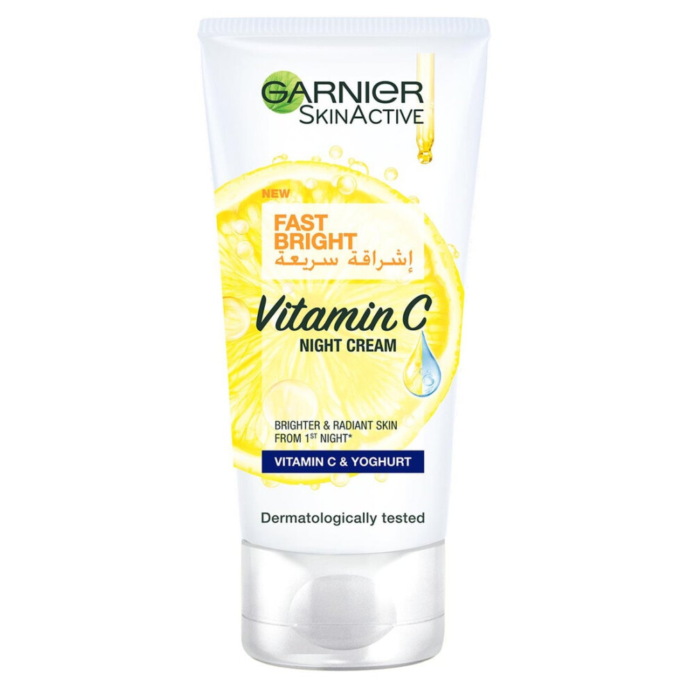 Cream Garnier Skinactive Fast Bright Night With Vitamin C | Glowing Skin Moisturizer, Reduces Dullness And Improves Skin Glow - 50Ml