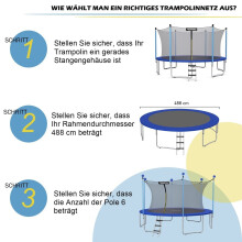 Rete di sicurezza per trampolino Ø 487cm per trampolini da giardino rete di ricambio interna