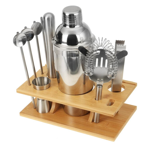Σετ σέικερ κοκτέιλ Master Mixologist, κιτ μπάρμαν από ανοξείδωτο ατσάλι 550ml με βάση από 1