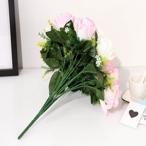Bouquet di rose artificiali in seta, 18 teste 2
