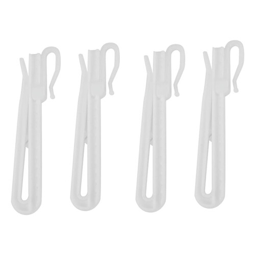 Set cârlige pentru perdele din plastic – alb, înălțime reglabilă, 200
