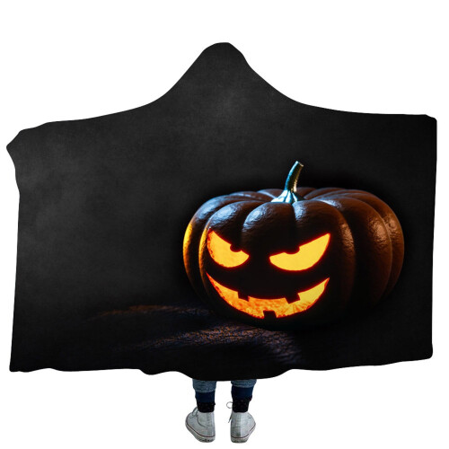 Halloween-teppe med hette for barn, dobbelt lags lur 1