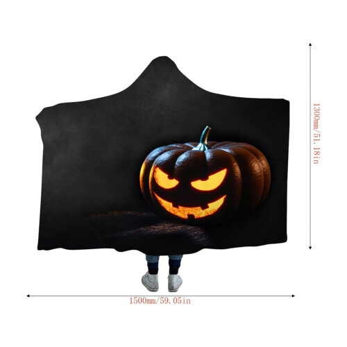 Halloween-teppe med hette for barn, dobbelt lags lur 2