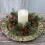 Christmas wreath candle ring with red berries and pinecones 4