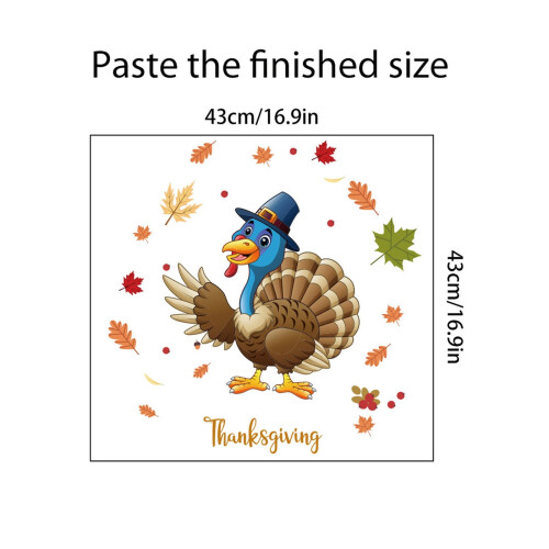 Stickers muraux d'automne Citrouille Dinde Feuille d'érable 12 pièces 2