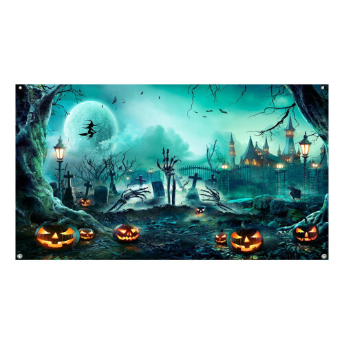 Halloween garasjeportdeksel – Gresskar- og gravdesign 1