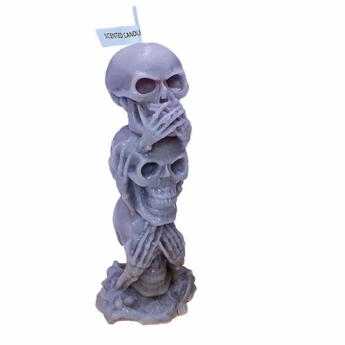 Halloween Tredobbelt Skeletonlys, Sojavoks, Grå