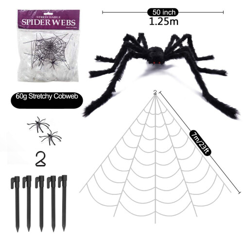 Halloween-edderkoppdekorasjonssett med stor selvlysende effekt 2