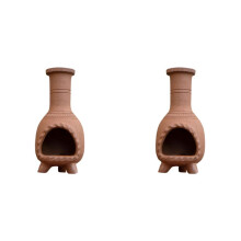 2X Handmade Terracotta Holder Burner for Smudging and Meditations - Mexican Style Chiminea Clay Incense Dish