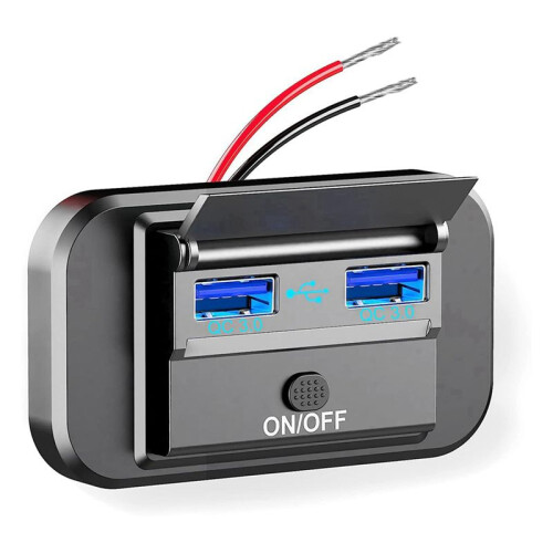 2X Dual USB PD Type C Quick Charger Socket 12V/24V QC3.0 Power Adapter Modified Outlet with /Off Button 2