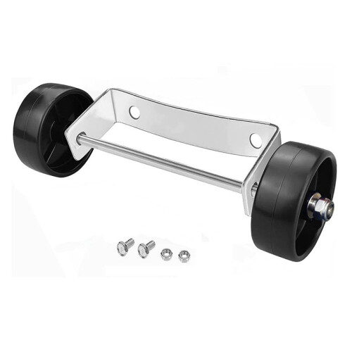4X Universal Patio Heater Wheel Kit-Stainless Steel Silver Bracket + Black Wheels 1