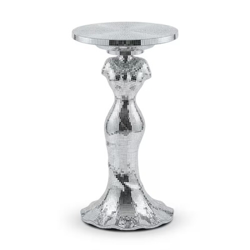 Silver Mirrored Ldiy Side Table 60x30cm Decor