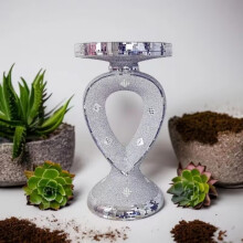 Silver Pears Side Table 60x30cm Crushed Diamond