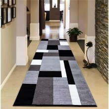 (Grey Black, 80x300 - Large Area Rug) Kilas Pattern – Woven Low-Profile Rug, Flatweave Texture, Durable Daily Use, Easy-Care Finish