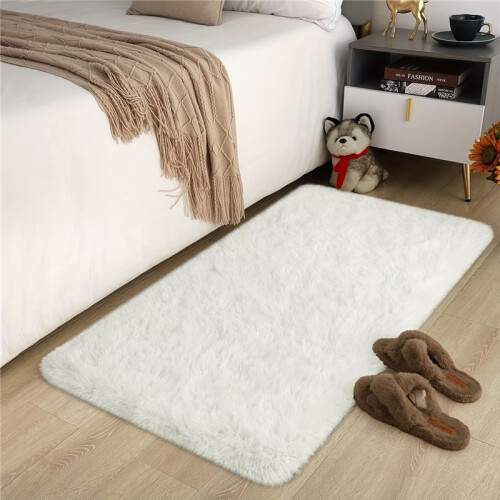 (Camel, 23.62*39.37in/60*100cm) 1pc, Solid Color Rectangular Long Plush Fabric Soft Artificial Carpet, Upgraded Fabric 2