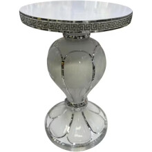 White Silver Mirrored Table 60cm Crushed Diamond